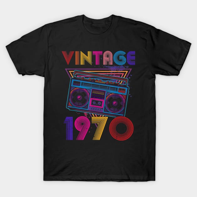 Vintage 1970 Cassette Reader Boombox 50th Birthday T-Shirt by cruztdk5